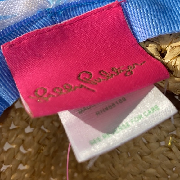 LILY PULITZER FLOPPY BEACH HAT , NWT , VIBRANT COLORS BLUES AND PINK !! - Picture 2 of 8